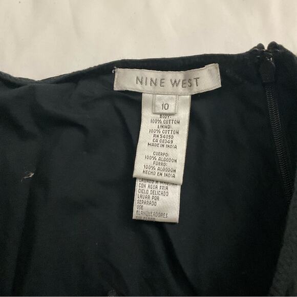 Nine West Black Embroidered Panel A-Line Skirt 10 Feminine Casual Boho Cottage - Picture 8 of 8